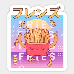 Funny Retro 90s Japanese Kawaii French Fries Fresh Friends Sticker